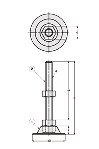 鋼 アジャスターADP型 (オワン型)の寸法図
