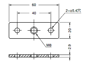 鉄 アジャスターベース AD-561型 長方形 (板ナット)の寸法図