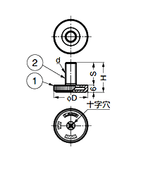 樹脂 薄型アジャスターTG型 (本体：ポリアミド/底部・樹脂、十字穴付)の寸法図