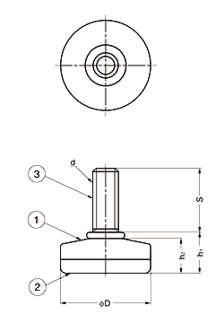 鋼 アジャスターTN型 (底部・PP樹脂)の寸法図