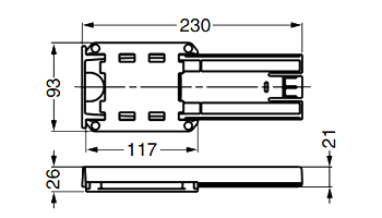 昇降装置 ハンドセットHS-2B、HS-6LED用ホルダーHS-DRの寸法図