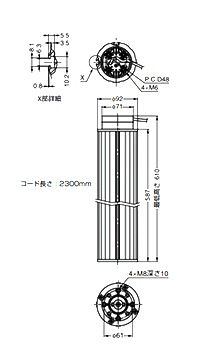 アルミ 電動昇降装置 スリムリフトSL-1-460-S スリムタイプの寸法図