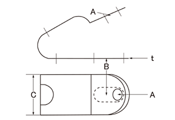 鉄 省力メタルVVF用片サドル (SS/SS-G三価)(斉藤製作所)の寸法図