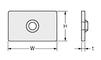 鉄 角ナット NS-3C (長方形ナット)(カメダデンキ)の寸法図