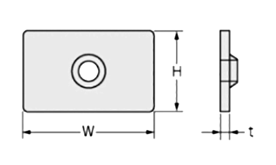 鉄 角ナット N2-3C (四角ナット)(カメダデンキ)の寸法図