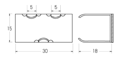 カメダデンキ ハイステッカー (接着式配線止め具)(大型/ W-30-SA)の寸法図