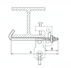 ネグロス電工 HB吊り金具用補強金具M8 (H形鋼用)(空調用)(フックボルト/Z-HBRH)の寸法図