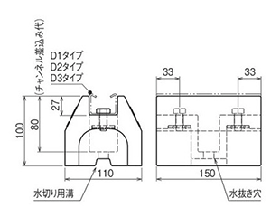 ネグロス タイヤ再生ブロック (マルチタイプ/基礎台)(MKB-RGM)の寸法図