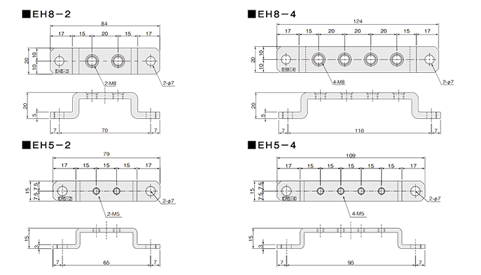 銅 篠原電機 アース端子 (EH型)(ネジ止めタイプ)の寸法図