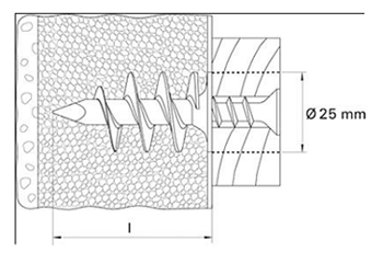 フィッシャー 断熱材専用ファスニング (FID)(発泡プラスチック系材取付け用)(樹脂製)の寸法図