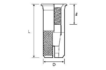 鉄 シーティーアンカー GTタイプ (メネジ内部コーン式)の寸法図