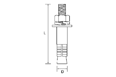 鉄 ボルトアンカー(BAタイプ)(おねじスリーブ打込式)の寸法図