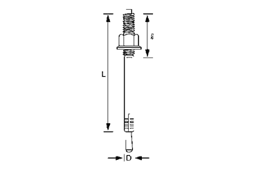鉄 オールアンカー Aタイプ (おねじ本体打込式)(厚物部材用)の寸法図