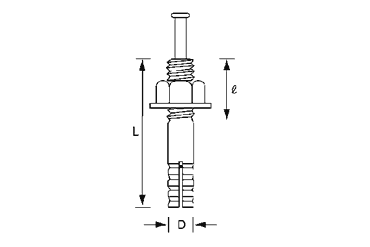 鉄 オールアンカー Bタイプ(おねじ芯棒打込み式)の寸法図
