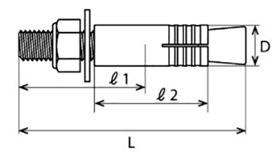 メタルセーフアンカーMS-UNDタイプ スチール製の寸法図