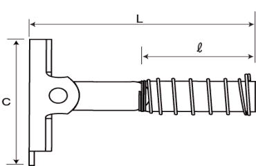 鉄 ITハンガー ITL (ALC板貫通プレートハンガー雄ネジ)の寸法図