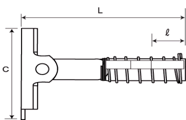 鉄 ITハンガー ITL (ALC板貫通プレートハンガー雌ネジ)の寸法図