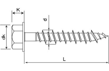 鉄 Pレスアンカー(コンクリート用ビス)HEX(六角頭) PHVタイプの寸法図