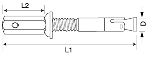 鉄 トルコンアンカー (AW-BW)(ウェッジ式・懸垂物取付け用アンカー)(インチ・ウイット)(サンコーテクノ)の寸法図