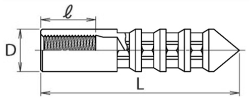 鉄 イーグルアンカー(EG)サンコーテクノ(樹脂併用めねじアンカー)の寸法図