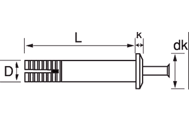 鉄 オールアンカー FTタイプ (芯棒打込式)(吊り子止め用)の寸法図
