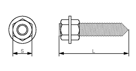 鉄 ケミカルボルト(Vカット)(ナット2個+平座付) CB-Vの寸法図