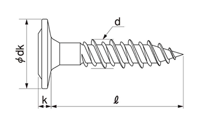 鉄 ハードエッジドライブ(+)シンワッシャー頭 (コンクリート用ビス)(サンコーテクノ)(HDC)の寸法図