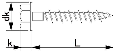 鉄 ハードエッジドライブHEX(六角頭)(コンクリート用ビス)(サンコーテクノ)の寸法図