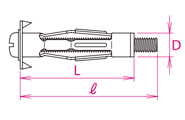 鉄 ボードファスナー(特)BOX(Bタイプ)(中空壁用メネジ)の寸法図