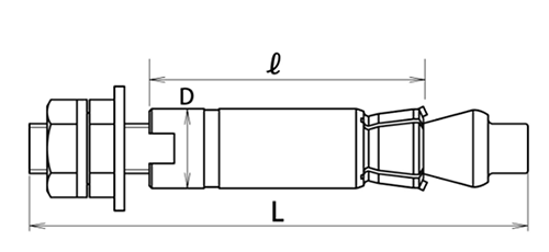 鉄 拡底式 メタルアンダーカットアンカー スマートタイプ MUS-HLD(サンコーテクノ)の寸法図