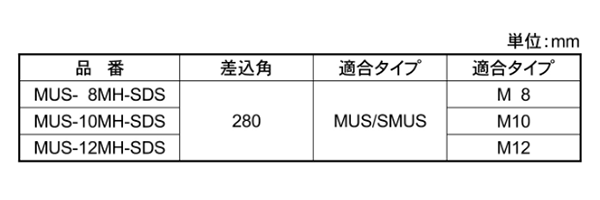 MUSマシンホルダー (メタルアンダーカットアンカー スマート用)(サンコーテクノ)の寸法表
