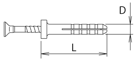 オールプラグ SPSタイプ(本体：ナイロン製プラグ／ビス：鉄製)(サンディール・少量パック品)の寸法図