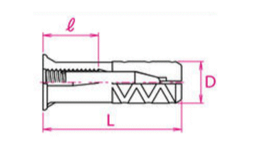 サンコーテクノ エーエルシーアンカー(AZめねじタイプ)(打込み式・ナイロン製)(インチ・ウイット)の寸法図