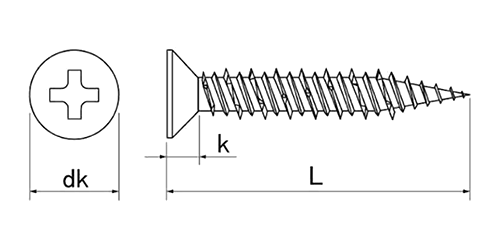 鉄 Pレスアンカー(コンクリート用ビス)皿頭PFVタイプ (サンディールパック 品)の寸法図