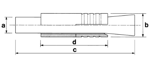 鉄 ホーク溶接用(ウエルド)アンカー(BW)(スリーブ打込み式)(KFC製)の寸法図