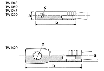 鉄 ホークタイワイヤーアンカー(TW)(本体打込み式/ワイヤー引き)(KFC製)の寸法図