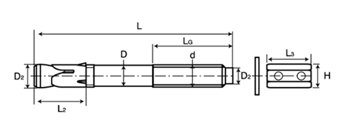鉄 ウェッジ式締付方式アンカー(HSA)トルク型アンカー(ロングナット付き)(HILTI)の寸法図