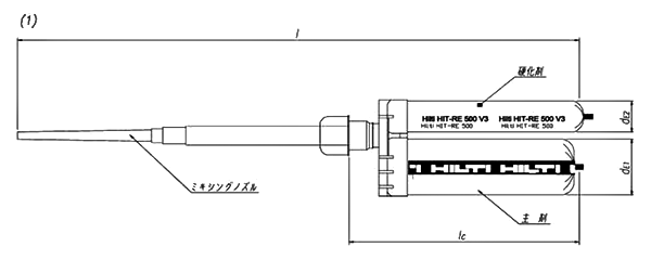 ヒルティ 接着系注入式アンカーHIT-RE 500 V3の寸法図