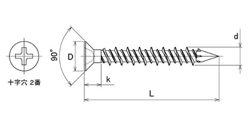 JPF 鉄 タップコン 皿頭 (クールパック)の寸法図