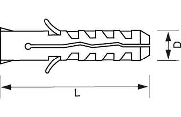 ロブテックス製モンゴ ナイロンプラグ (樹脂プラグ)の寸法図