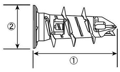 ロブテックス製モンゴジプサムアンカ- 100入り(GA)(金属製)の寸法図