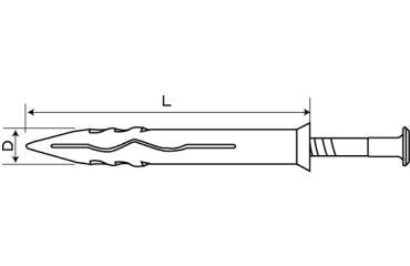 ロブテックス製 ネイルプラグ(鉄)(ALC・コンクリート用)の寸法図