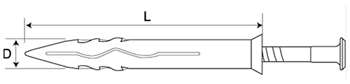ロブテックス製 ネイルプラグ(ステン)(ALC・コンクリート用)の寸法図