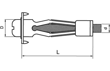 ロブテックス製 ボードアンカー(中空壁用メネジ)の寸法図