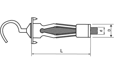 ロブテックス製 ボードアンカー(CB 40入り(中空壁用メネジ)の寸法図