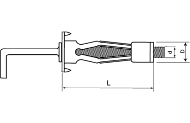 ロブテックス製 ボードアンカー(LB 40入り(中空壁用メネジ)の寸法図