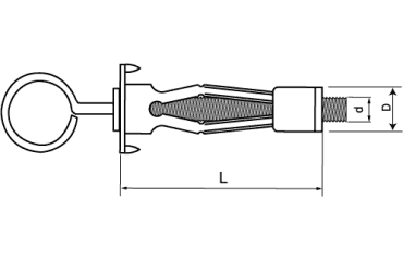 ロブテックス製 ボードアンカー(OB 40入り)(中空壁用メネジ)の寸法図
