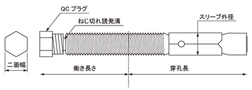 鉄 スマートQCアンカー (エヌパット製)(施工管理可能・雄ねじアンカー)の寸法図