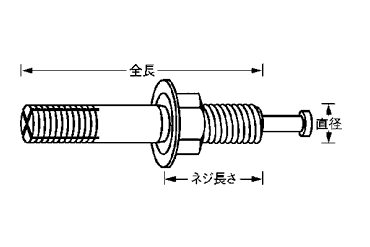 鉄 ルーティアンカー (Cタイプ)(おねじ芯棒打込式)の寸法図