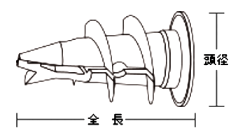 ユニカ ボードスクリュー(石膏ボード用) (ダイカスト製)(25個入)の寸法図